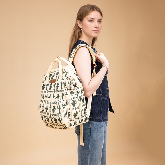 Wrangler Cactus Printed Callie Backpack/Diaper Bag- Beige - Picture 7 of 7